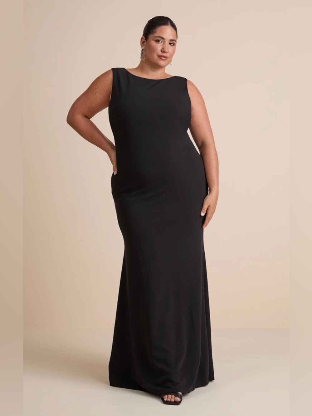 Lulus Love In Your Eyes Black Knotted Mermaid Maxi Dress 2X NWT